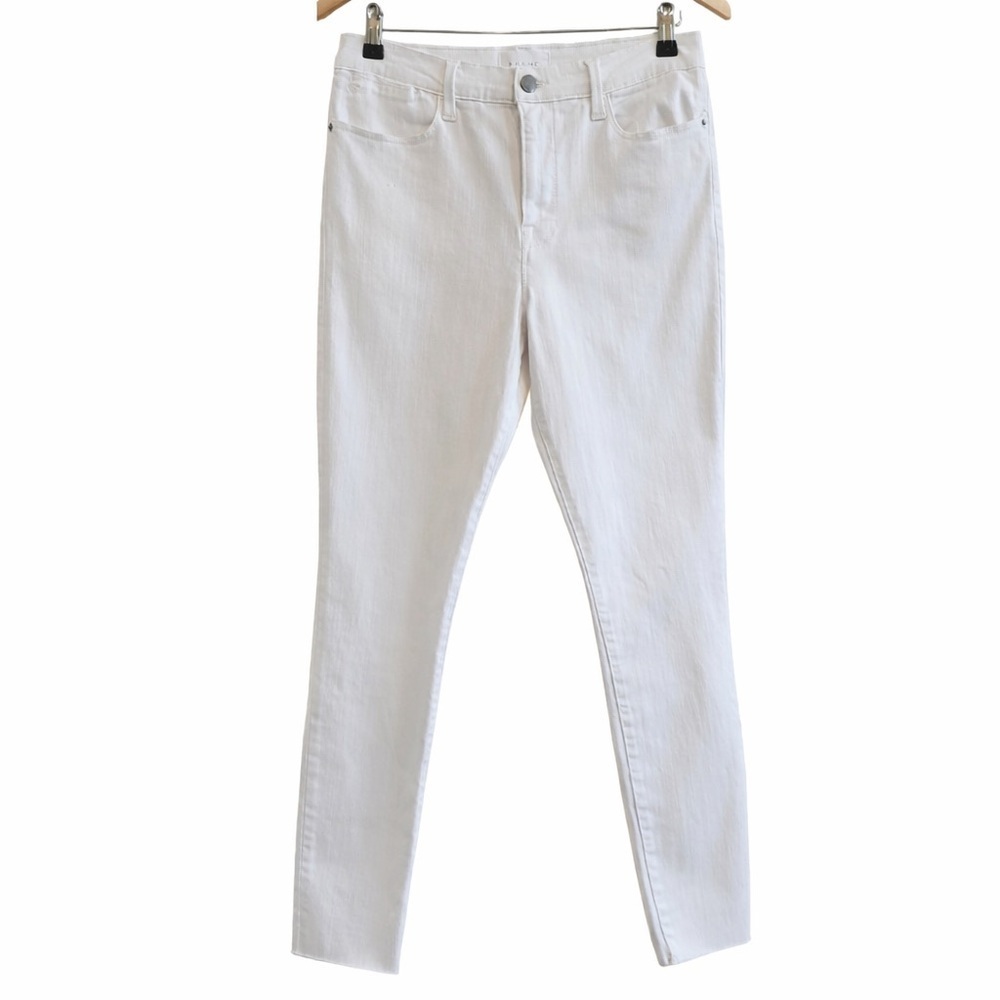 Frame Le High Skinny Blanc White Super Stretch Frayed Hem Jeans 29